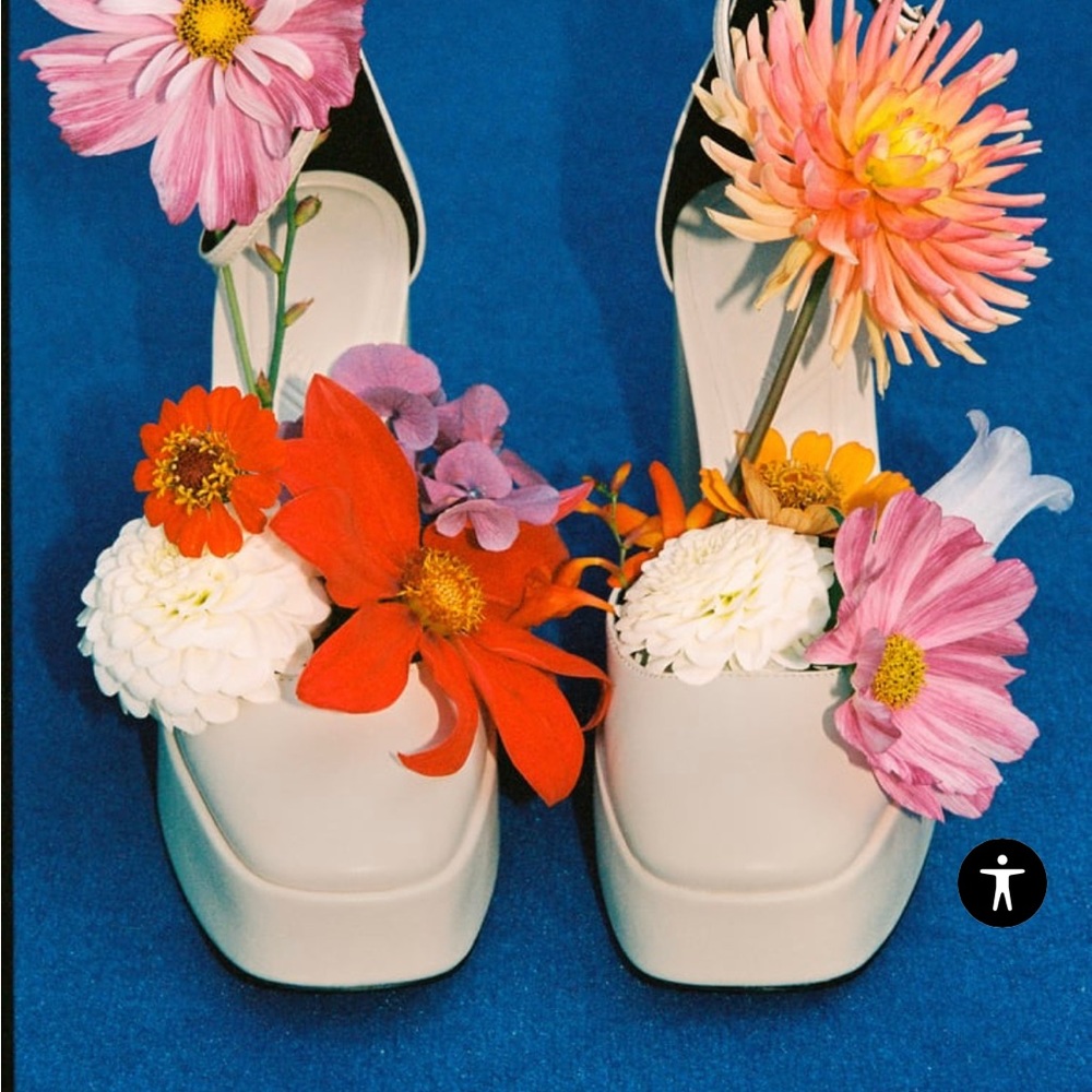 Platform Shoes with Chunky Heel in Off White with Satin Effect